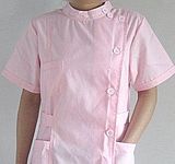 北京北京長袖滌棉圓領白大褂|粉色護士服定做廠家|加工白大褂廠家