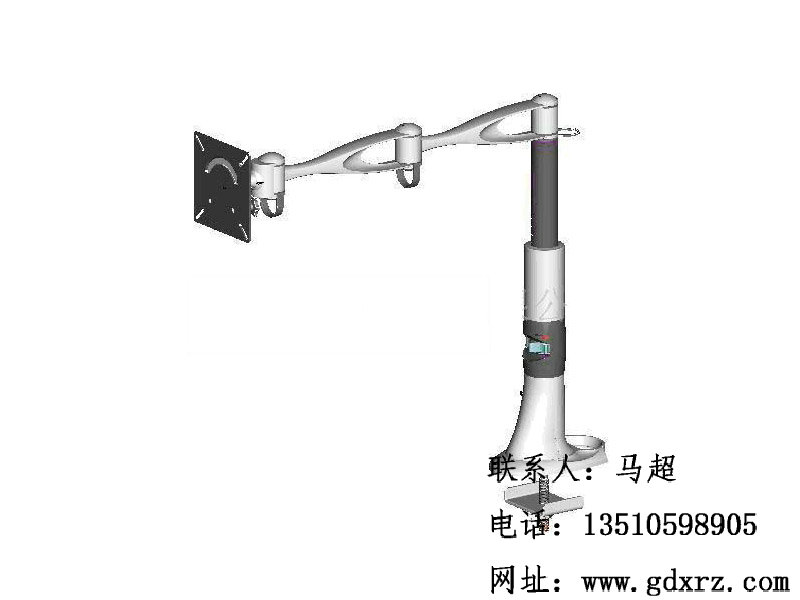 桌上型19寸雙顯示器支架，夾臺式顯示屏雙屏支架,旋轉(zhuǎn)伸縮顯示器支架廣東仙人掌視訊