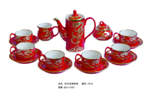 供禮品茶具，錫鑲龍鳳茶具