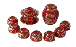 供禮品茶具，錫鑲龍鳳茶具