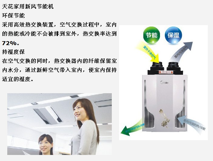 美的節(jié)能新風機，商用新風換氣系統(tǒng)，松下全熱交換器