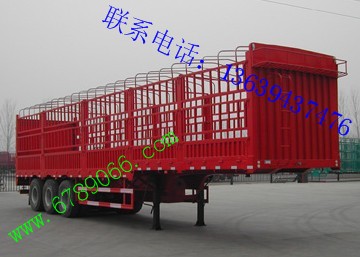 高強(qiáng)度11米倉(cāng)欄半掛車(chē)價(jià)格 直梁平板倉(cāng)欄半掛車(chē)圖片1