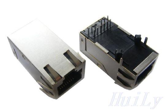 1.30英寸千兆帶燈RJ45插座POE