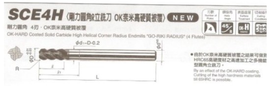 千代田日本日本岡崎OKAZAKI/附圓角R立銑刀/SCD2A系列