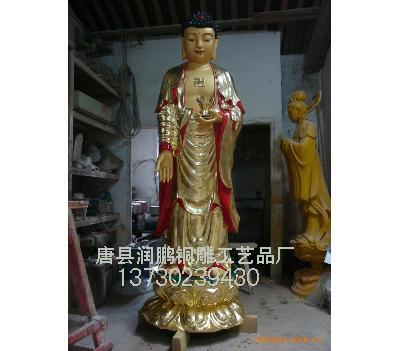 供應(yīng)銅鑄佛像,貼金銅佛像站像,潤(rùn)鵬銅雕