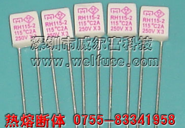 供應威爾富溫度保險絲RH125|方塊2A RH125度溫度保險絲