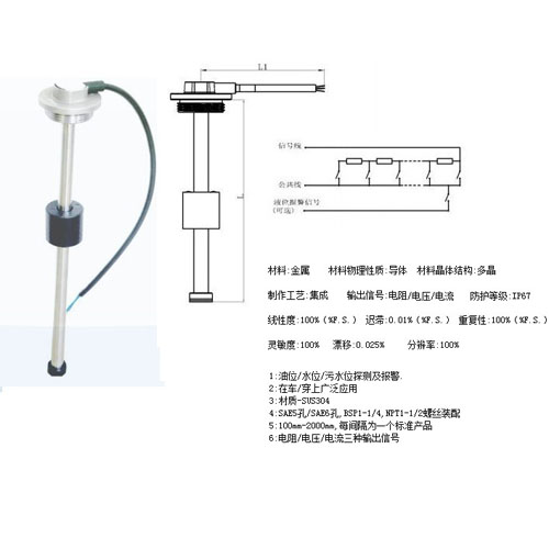 PT螺紋安裝0-5V輸出油箱油量傳感器，GPS油耗傳感器