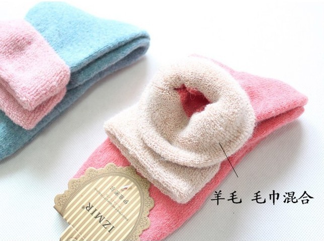冬季超級加厚保暖/純色中筒羊絨女襪子/全拉毛羊毛女襪/襪子批發廠家原始圖片2