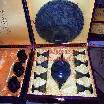 商務禮品甘肅夜光杯 酒泉夜光杯 9件套酒具送木制禮品盒手提袋