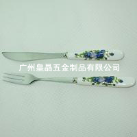 批發/直銷：尖頭食用刀叉，非一次性月餅刀叉，環保不銹鋼禮品刀叉，陶瓷柄高檔款式月餅刀叉原始圖片2