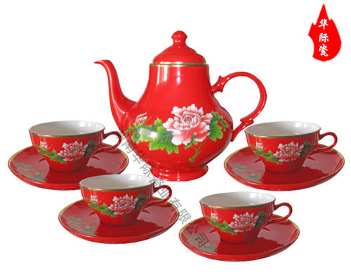 中國(guó)紅瓷茶具，醴陵中國(guó)紅瓷茶具